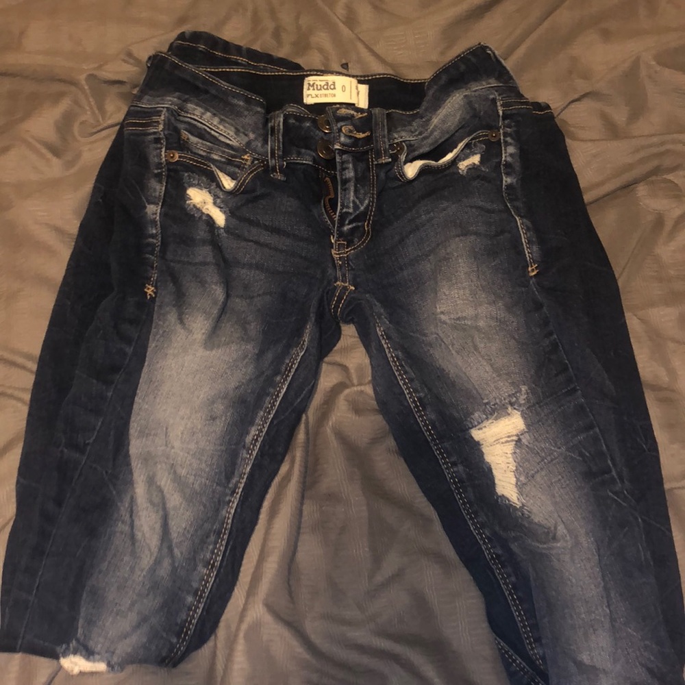 Mudd ripped blue jeans. Size 0. Stretchy